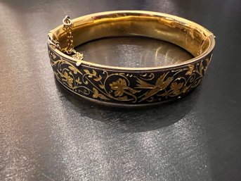 Etched Gold/black Bangle Bracelet